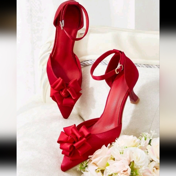 Women's Vintage Embroidered Pointy Toe High Heel Slingback Shoes - Picture 1 of 5